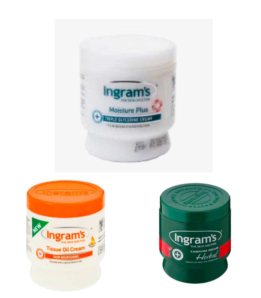 Ingram’s Tissue Oil Cream & Ingrams Camphor Cream & Ingram's Moisture Plus 3x 500mls